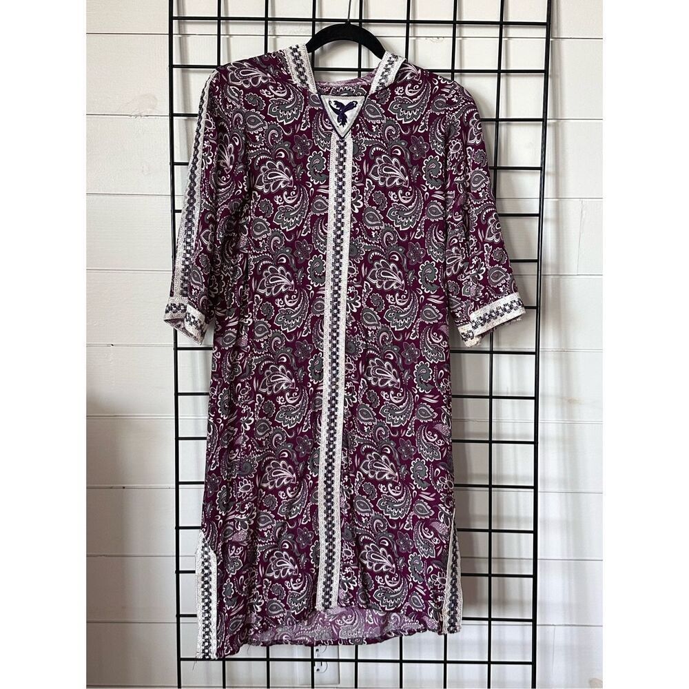 Pakistani Indian Fancy Mirror Kurti Kurta‎ Tunic Top Hooded Alhaj 10 Wine